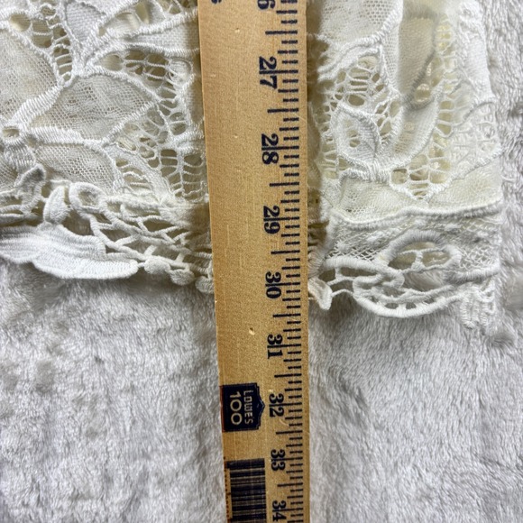 In Bloom Ivory Lace Camisole Nightie Sz L White Tank Top V Neck Criss Cross Back - Picture 5 of 10